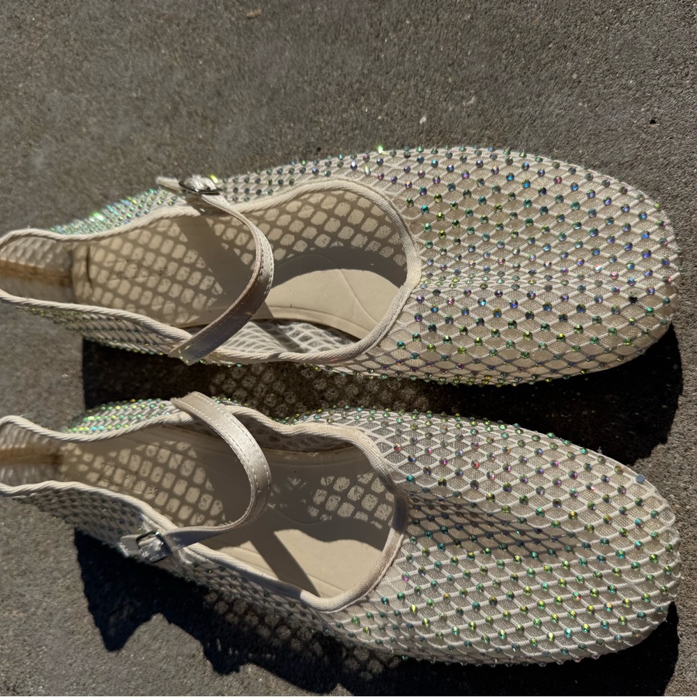 Zara Cream Woven Flats with Mary Jane Strap